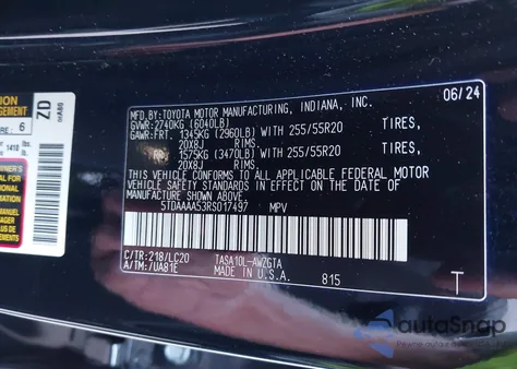 2024 Toyota Grand Highlander Limited from USA, damaged, VIN 5TDAAAA53RS017497